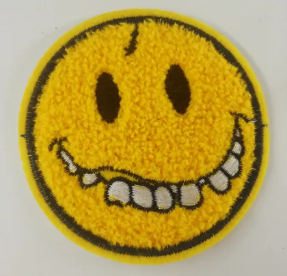 Yellow Smile Face Large Chenille Patch Design