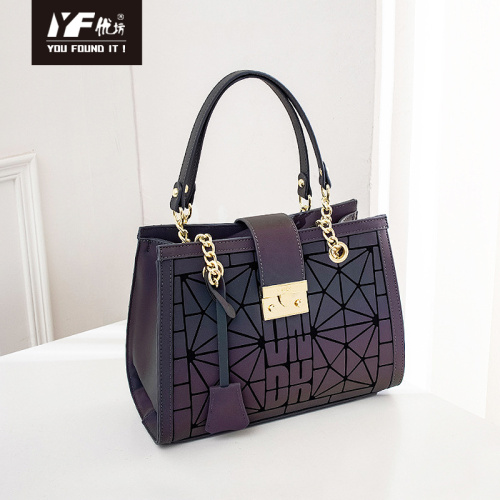 New fashion diamond-shaped Luminous bag PU colorful handbag chain bag Ladies versatile shoulder bag