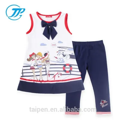 Children Girls Summer Boutique Clothing Sets Kids White Tank Top+Pants Sets Baby Girls 2 pcs Outfits With Big Bow Design