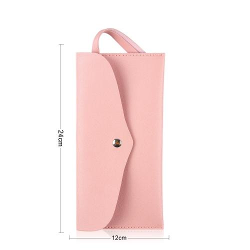 Pincéis de maquiagem rosa charmosos com bolsa de PU