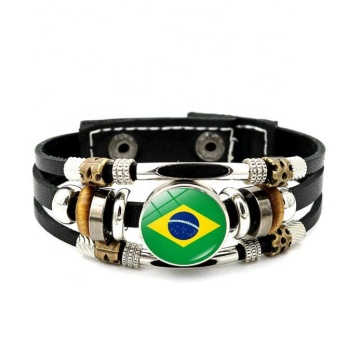 Brazil Flags vòng tay bằng da hợp kim retro của Brazil