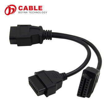 Wholesale price and lowest 16 pin OBD2 OBDII Splitter Extension Cable Male to Dual Female Y Cable
