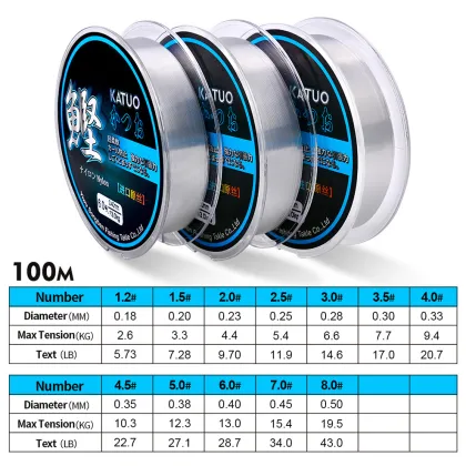 Chinese Fishing Supplies: Fluorocarbon Fishing Line, Nylon Tackle, and Fishing Accessories Pack (80 lb, White, 2pcs)