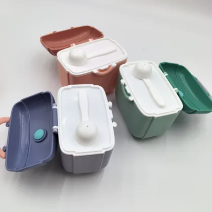 Portable Baby Milk Powder Container with Spoon for Easy Food Storage