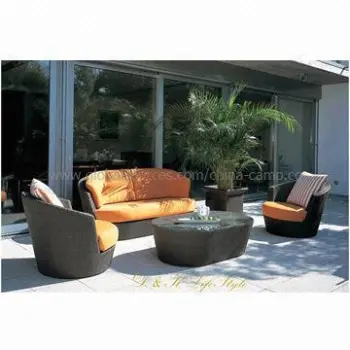 Garden Sofa, Made of Aluminum Frame and PE Rattan Cover, with Cushion
