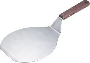 Pizza peel w/ short wooden handle, s/s