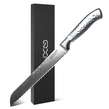8 Inch 67 Layer Damascus Bread Knife with Hollow Handle