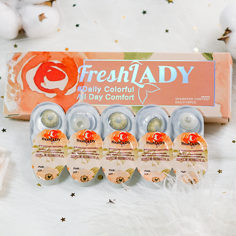 Liangguo Fresh Lady Daily Collection Glitter Gray One Day Prescription Disposable Eye Contact Lenses