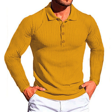 Men's Summer Sports Fitness Leisure Polo Shirt with Stand Up Collar, Elastic, and Vertical Stripes