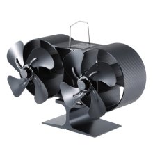 Double Heat Powered Stove Fan Log Wood Burner Fan Quiet Black Home Fireplace Fan Efficient Heat Distribution For Winter MF