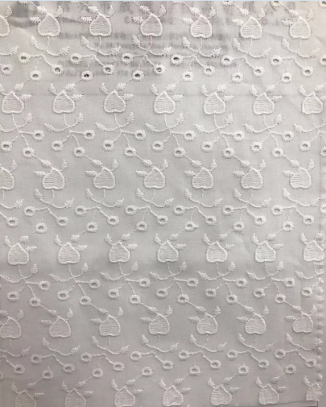 White love flower Cotton Embroider Fabric
