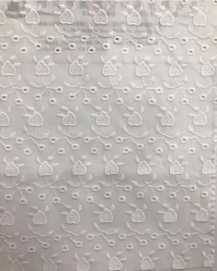 White Love Flower Cotton Embroider Fabric