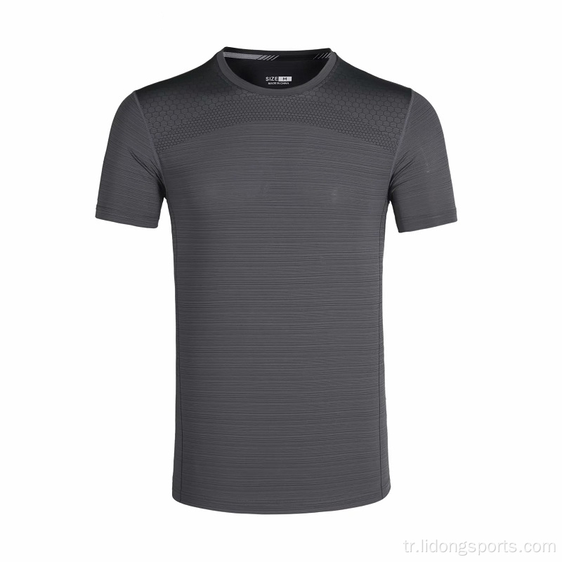 Erkekler kısa kollu koşu eğitim tayt tişört