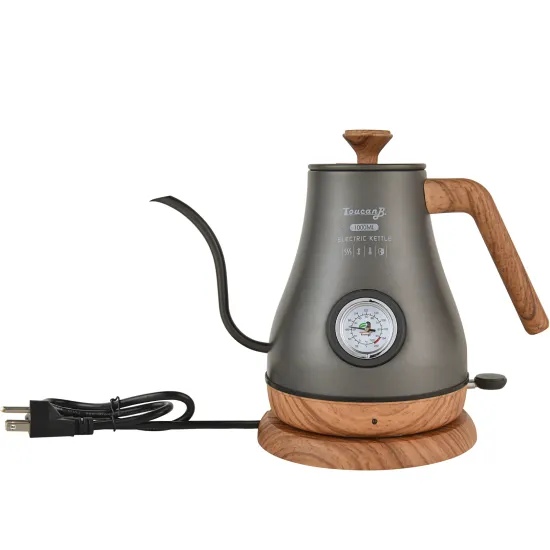 110V/220V Retro Electric Gooseneck Kettle: 1.0L Hand Brew Coffee Pot with Quick Heating and Slender Mouth Teapot