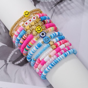 Customizable 2024 Summer Bracelet for Girls and Kids: Bohemian Layered Set with Personalized Friendship Charms