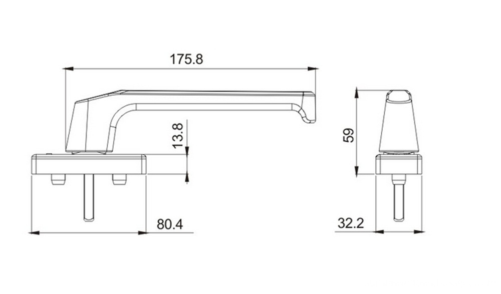 Window Handle,heavy duty,for sliding door, aluminium profiles, wood profiles,heavy tilt turn windows Drawing