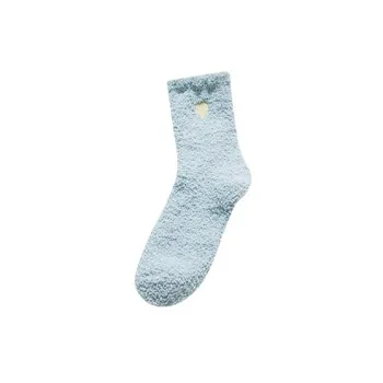 Winter Coral Fleece Socks - Warm and Cozy Home Sleep Socks with Heart Embroidery