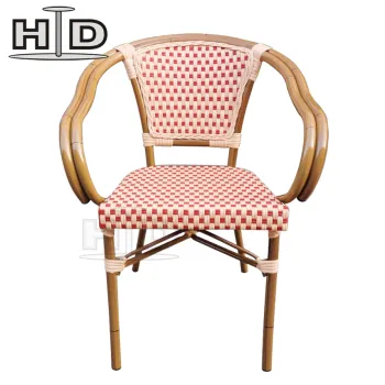 Waterproof Wicker Rattan Bistro Chairs with Aluminium Frame for Outdoor Use