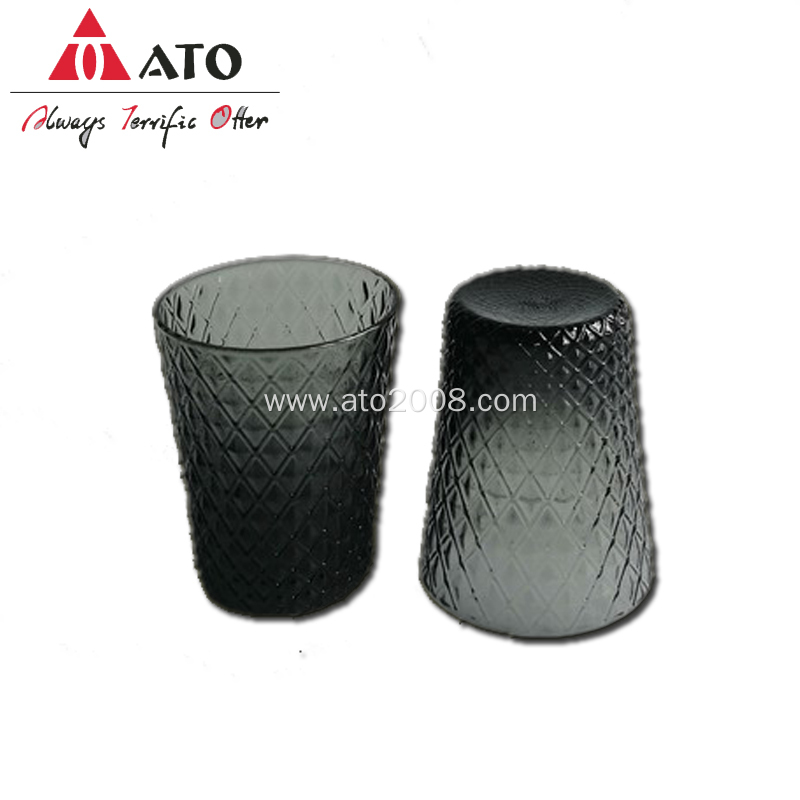 Embossed Tumbler Glass Cup Smoky Grey tumbler