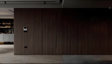 Elegant Wooden Slat Door for Household Privacy