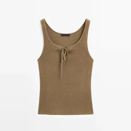Women's American retro minimalist basic ribbed knitted vest