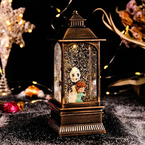 Acrylic Home Decoration LED Liquid Swirling Light Glitter Lantern - Battery Operated Santa Twinkle Snow Globe