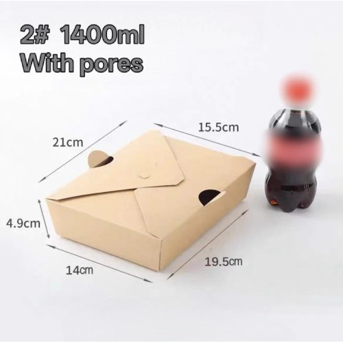 1400ml Vented Folding Kraft Paper Food Container