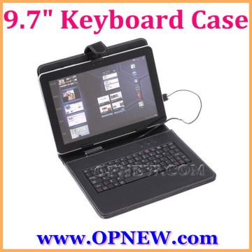 9.7" Keyboard Leather Cover Case QWERTY USB/mini USB/Micro Bracket Bag for 9.7" Tablet PC MID PDA Drop Shipping OPNEW Wholesale