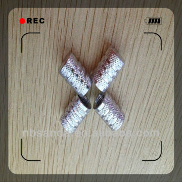 Silver aluminium rims wheels tire valve caps / air valve caps