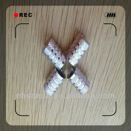 Silver aluminium rims wheels tire valve caps / air valve caps