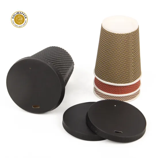 Customized Eco-Friendly Ripple Wall Kraft Paper Lids for Coffee Cups