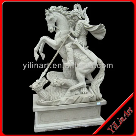Natural Stone Roman Soldier Statue,Man Ride Horse Statue (YL-R645)