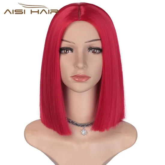 Aisi Hair Short Red Heat Resistant  Synthetic Fiber Hair Wigs For White Black Women Cosplay Wigs Straight  Bob Hairstyle Wigs