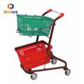 Shop Basket Trolley Zinc Plated Grocery Shop Two Basket Trolley Factory