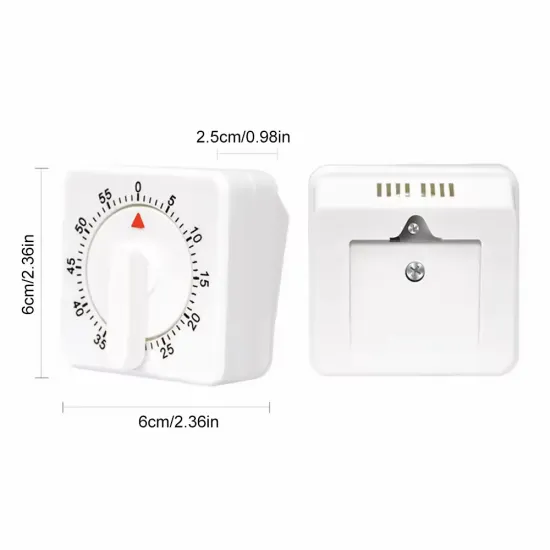 Square Design 60 Minute Kitchen Timer with Loud Alarm for Baking and Cooking - Easy to Use Plastic Timer