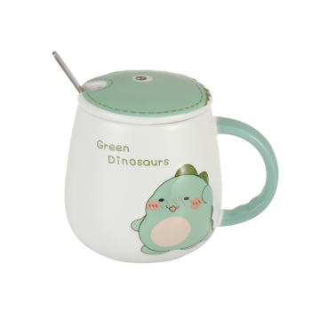 Wholesale Porcelain Cartoon Dinosaur Mug with Lid and Gift Box