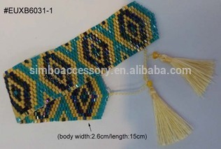2015 hot new seed beads weaving bracelet with diamond design and tassel,indian beads bracelet,beaded bracelet,latest jewelry