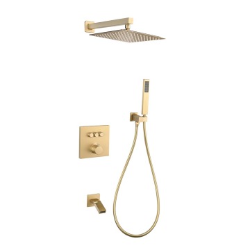 Custom Wall Mounted Gold Shower Faucet Mixer Set for Bathrooms