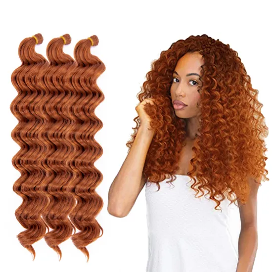 AliLeader 18inch High Temperature Fiber Deep Wave Crochet Hair Synthetic Braids Bulk Hair Extension For Women