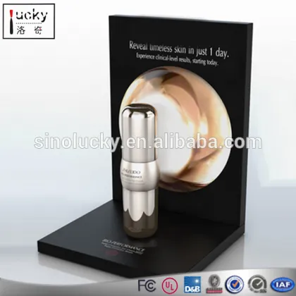 Custom countertop mac makeup display stand for cosmetic bottle display