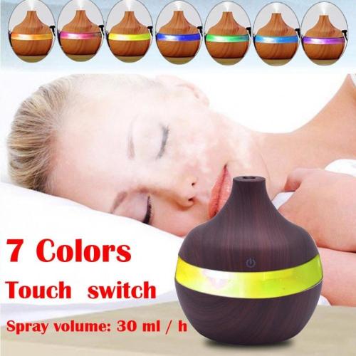 7 Color Changing 300ml Wood Grain Ultrasonic Humidifier