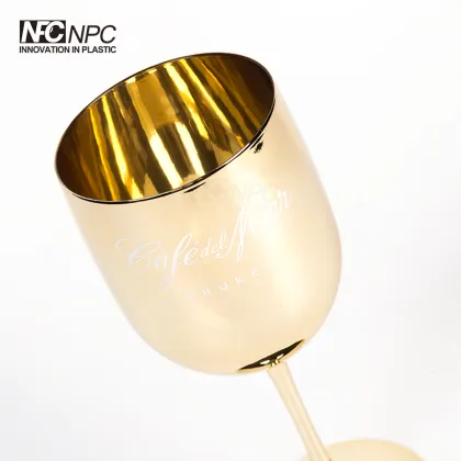 Party Supplies: Pink Rose Gold Plastic Wine Glasses