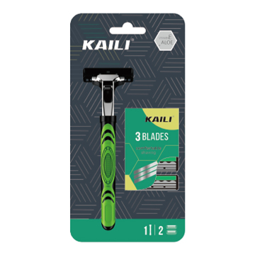 KAILI Metal and Rubber Handle 3 Blades System Shaving Razor for Men: Precision and Comfort in Grooming