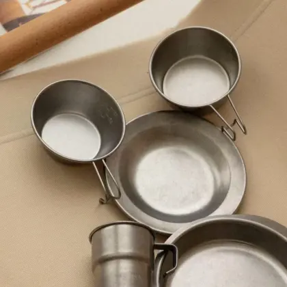 Stainless Steel Outdoor Tableware Set - Portable and Functional