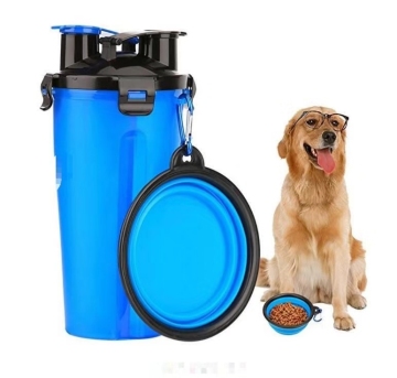 Portable Pet Traveling Food and Water Bottle with Folding Bowl