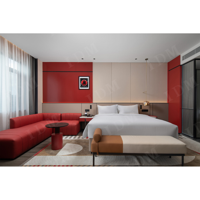 Quarto de hotel móveis de combinação de madeira maciça