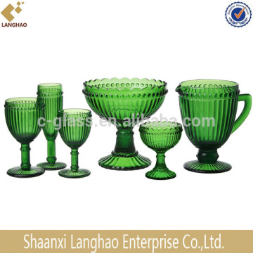 Hand Pressed Drinking Colored Glass Goblet