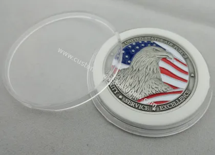 Zinc Alloy Metal Double Sided Air Force Coin / Personalized Eagle Coin With Antique Silver Plating