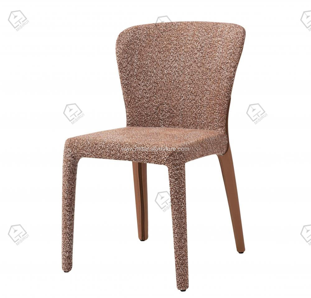 Italian minimalist leather and cotton linen dining chairs