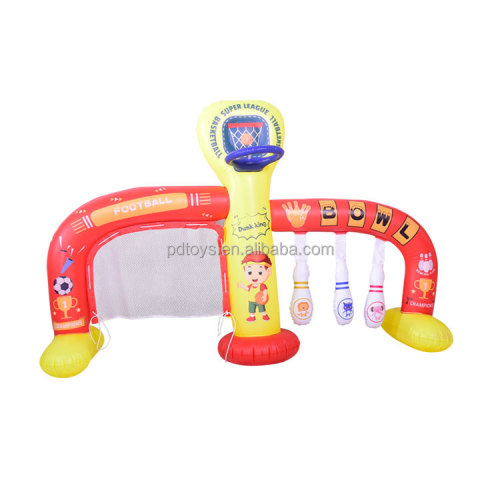 Customized sports children 3in1 inflatable football bowling